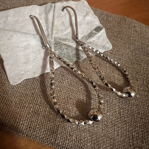 Diamond Cut Dangle Earrings - Picture 3 of 4